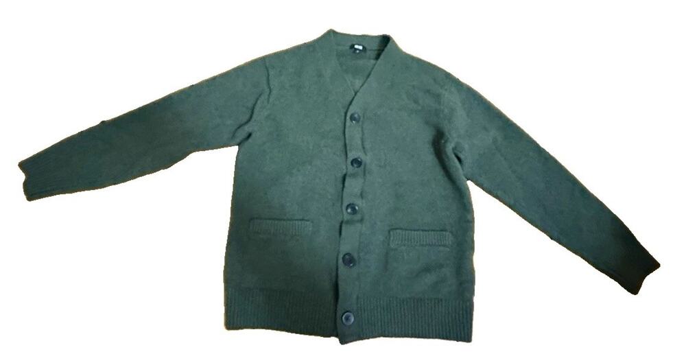 UNIQLO Women’s Green Wool Knit V-Neck Button Front Cardigan w/ Pockets Size M